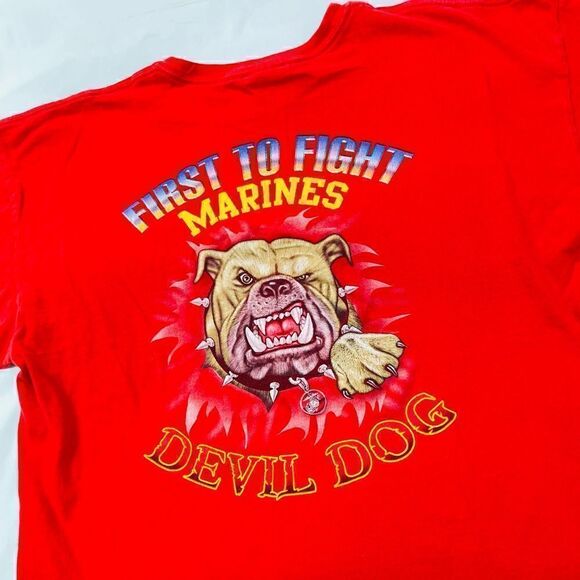 Marines Semper Fi “First To Fight” Devil Dog Short Sleeve Tee - Picture 1 of 6